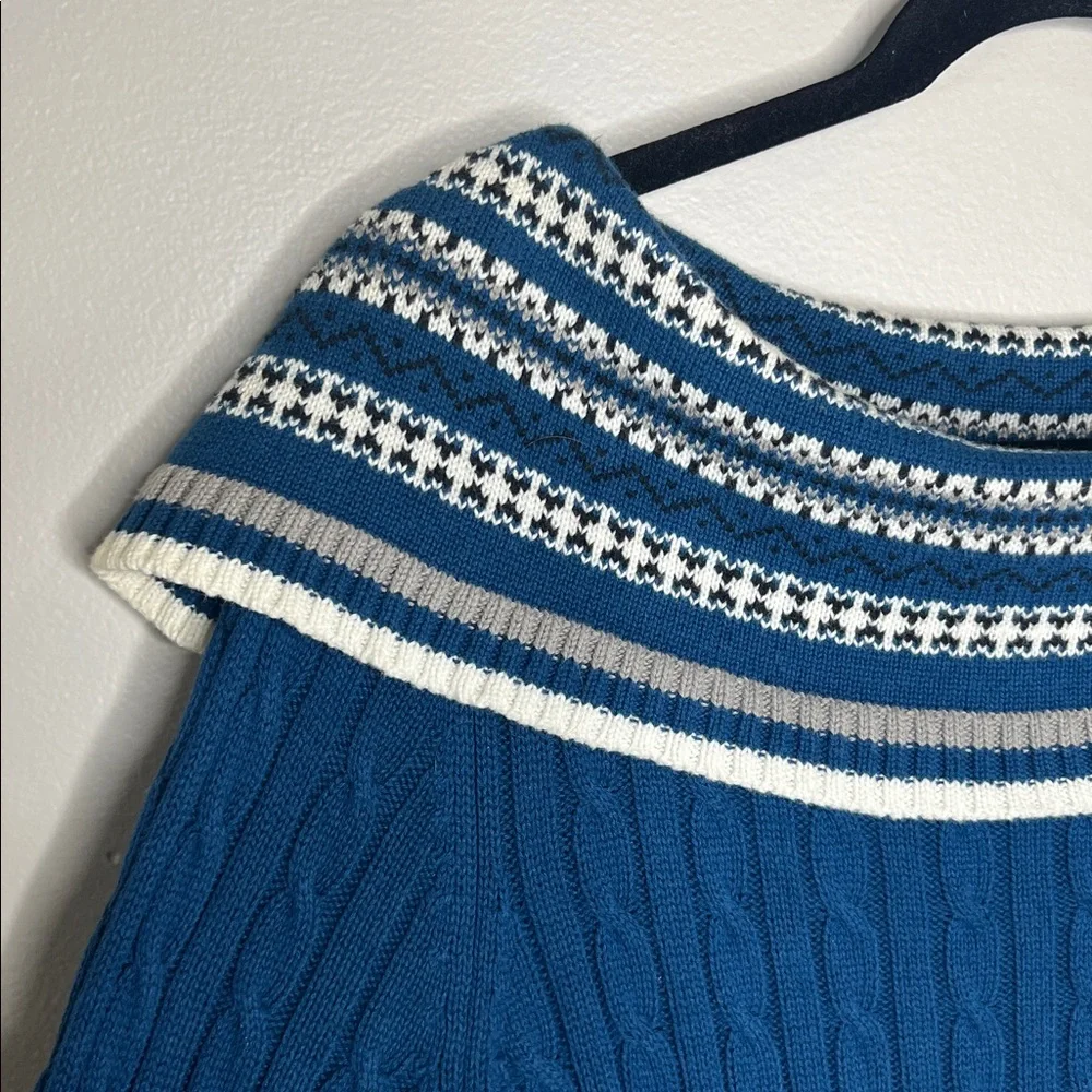 Gitano Contour Cable Knit Off shoulder Blue Sweater size Medium